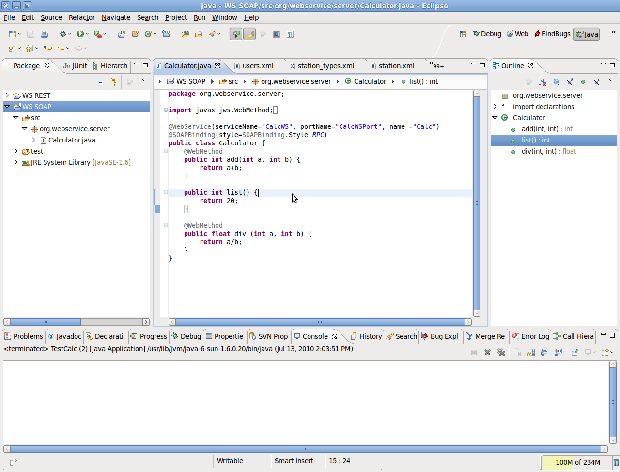 Writing service in java