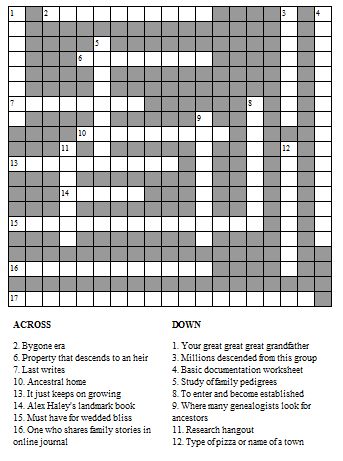 crossword genealogy solve friday fun