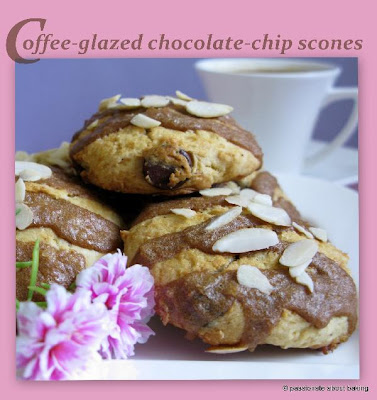 COFFEE GLAZED CHOCOLATE-CHIP SCONES...A delicious mouthful! COFFEE GLAZED CHOCOLATE-CHIP SCONES...A delicious mouthful!
