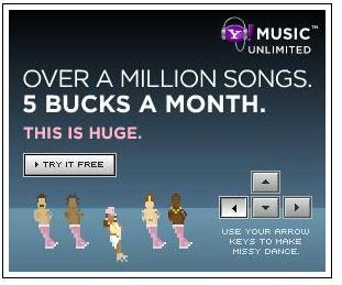 Yahoo music! interactive advertising game banner