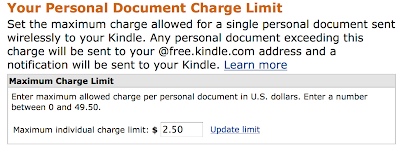 Amazon Allows Kindle Owners to Set a Charge Limit for Transmission of Personal Documents Amazon Allows Kindle Owners to Set a Charge Limit for Transmission of Personal Documents