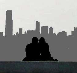 couple skyscraper silhouettes