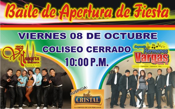 El 08 de octubre inicia la fiesta de Cajabamba con Los Hermanos Villacorta  y Hermanos Vargas