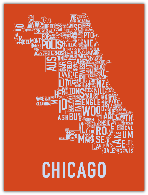 Famous Since Yesterday Orange Addition Chicago Neighborhoods Poster