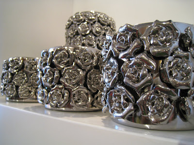 Silver metallic floral relief pots from The Empty Vase