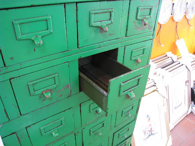  Vintage Green steel card file cabinet