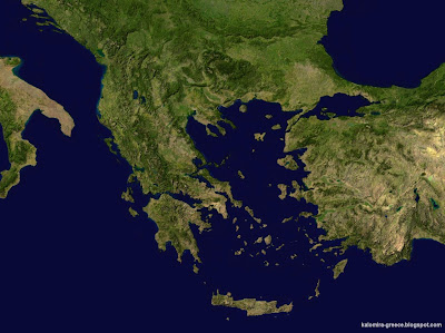 На фото: Греция. Вид из космоса 