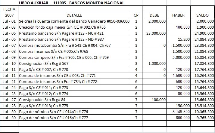 EJEMPLOS DE CONTABILIDAD: Hoja auxiliar de bancos - Gato