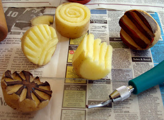 citings Potatoes  linocut tools potato  printing fun 