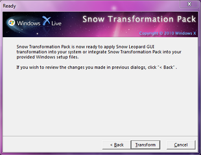 Snow Leopard transformation pack untuk Windows 7