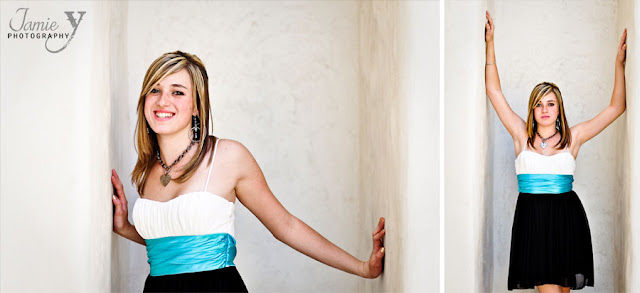 Senior Photography Las Vegas Laken Senior photography of blonde girl with fancy dress outdoors at town square in las vegas