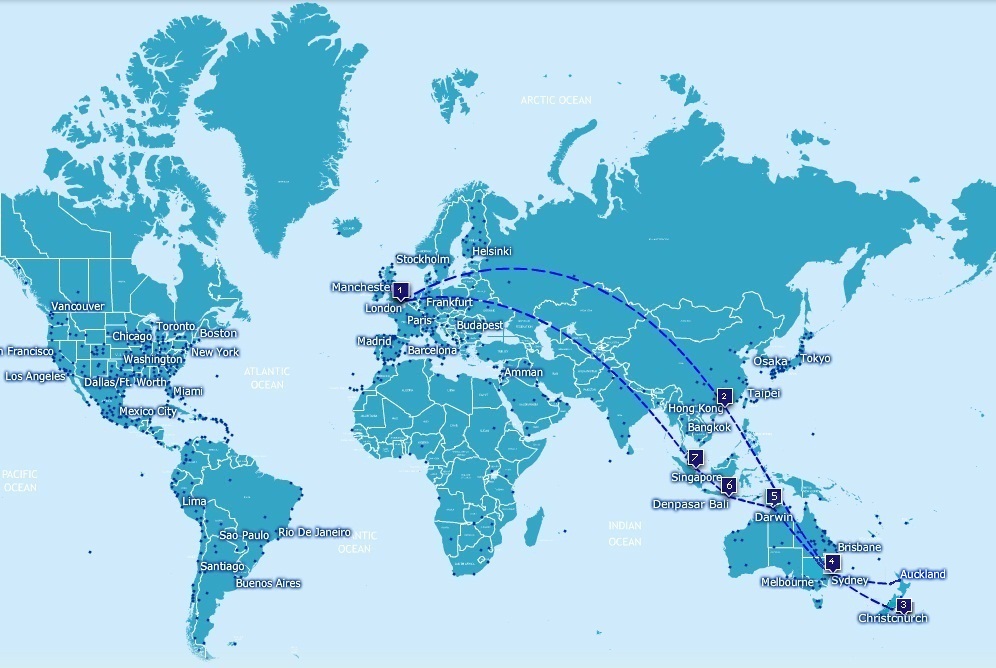 Liesje & Thomas: Vliegroutes en geplande routes