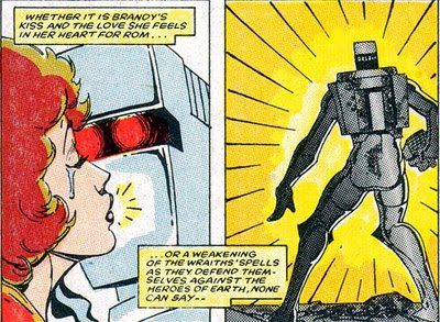 Sadly, Rom doesn't get to beat the Wraiths with lipstick on his faceplate