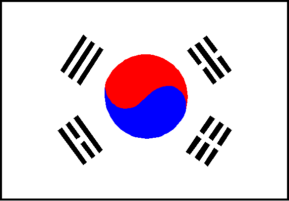 north korean flag and south korean flag. Currency: South Korean Won