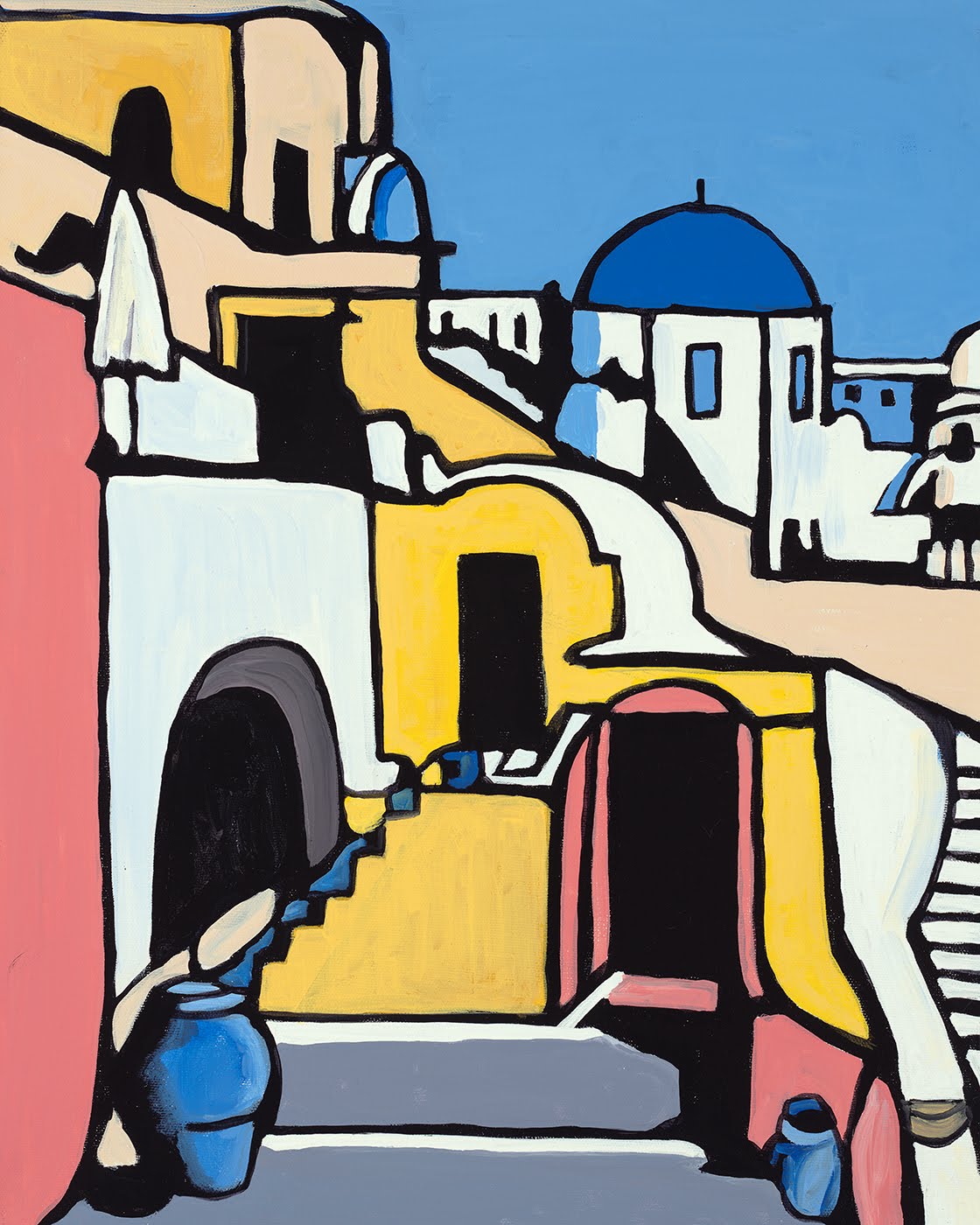 Dennis Kotelko Art "Santorini", contemporary oil painting, Greek