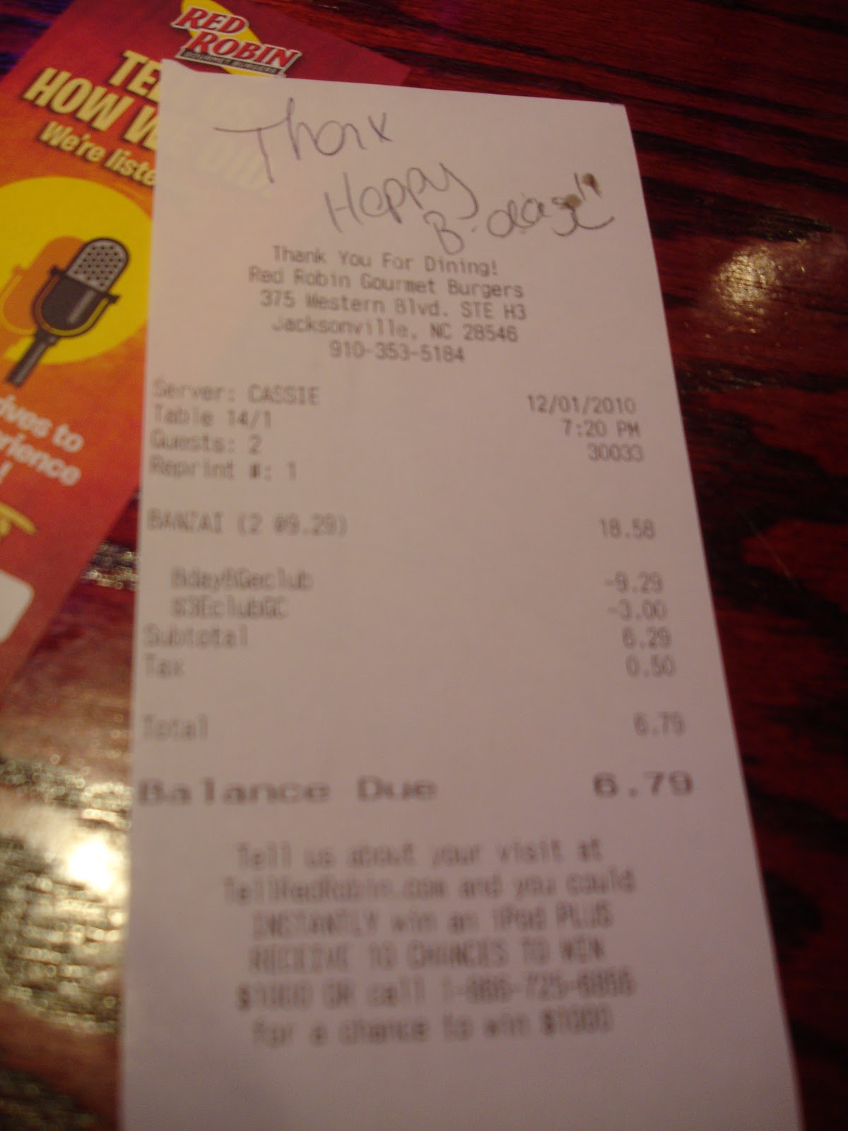 Grin and "Barrett": Good Finds : Red Robin - Jacksonville, NC