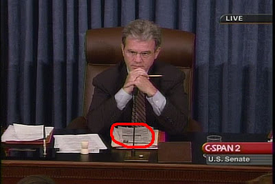 Sen. Tom Coburn, R-OK - caught on C-SPAN filling out a crossword puzzle during the hearings for confirmation of Justice Alito to the U.S. Supreme Court'