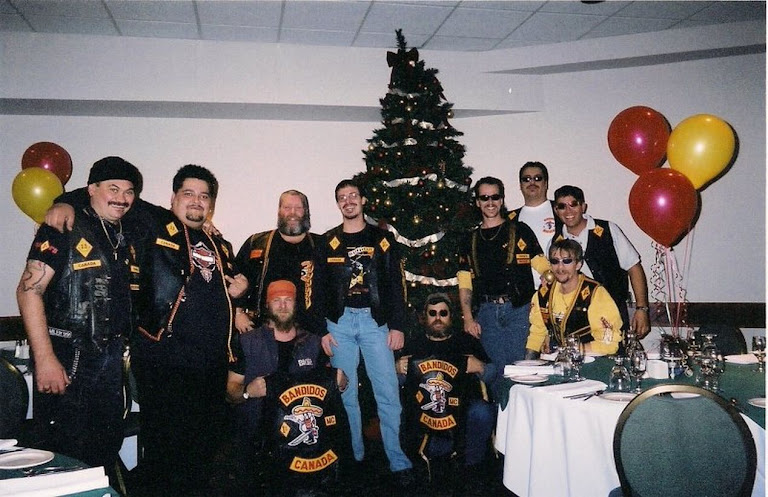 Bandidos December 2000 left to right Boxer Muscedere Frank Salerno and other Canadian Bandidos