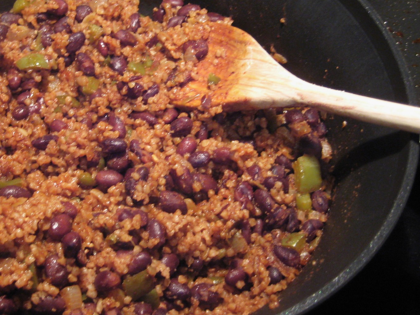 Straight from the fridge Bulgur and black beans