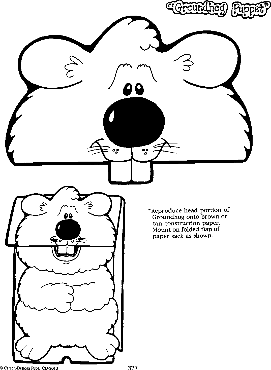 Groundhog Puppet Printable