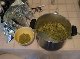 Small bowl of bittering hops, big pot of flameout hops. Small bowl of bittering hops, big pot of flameout hops.
