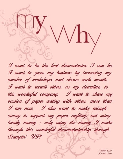 Stamp with Sandy: Stampin' UP! Recruit Crew: My Why
