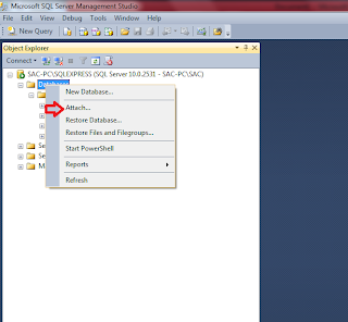 Sql Database Attach Screen Database and Sql Server: How to Attach Database in SQL SERVER