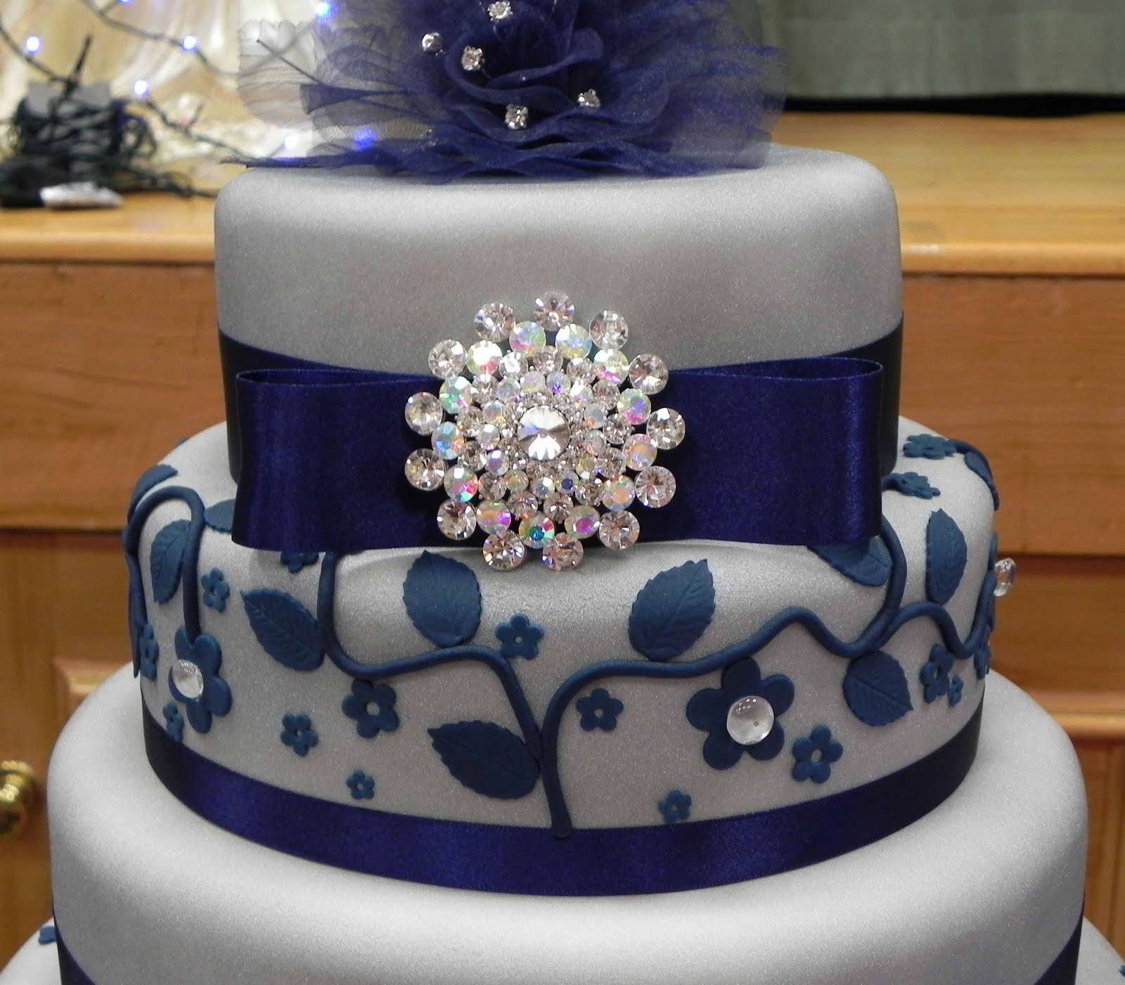 Cake by Lisa Price Silver and Blue wedding cake