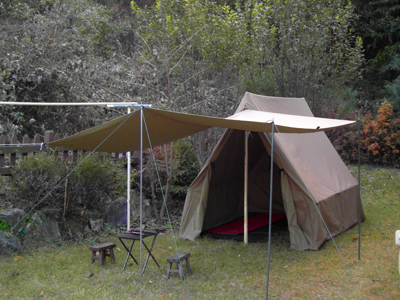 Home made canvas tent, tarp, bedrolls