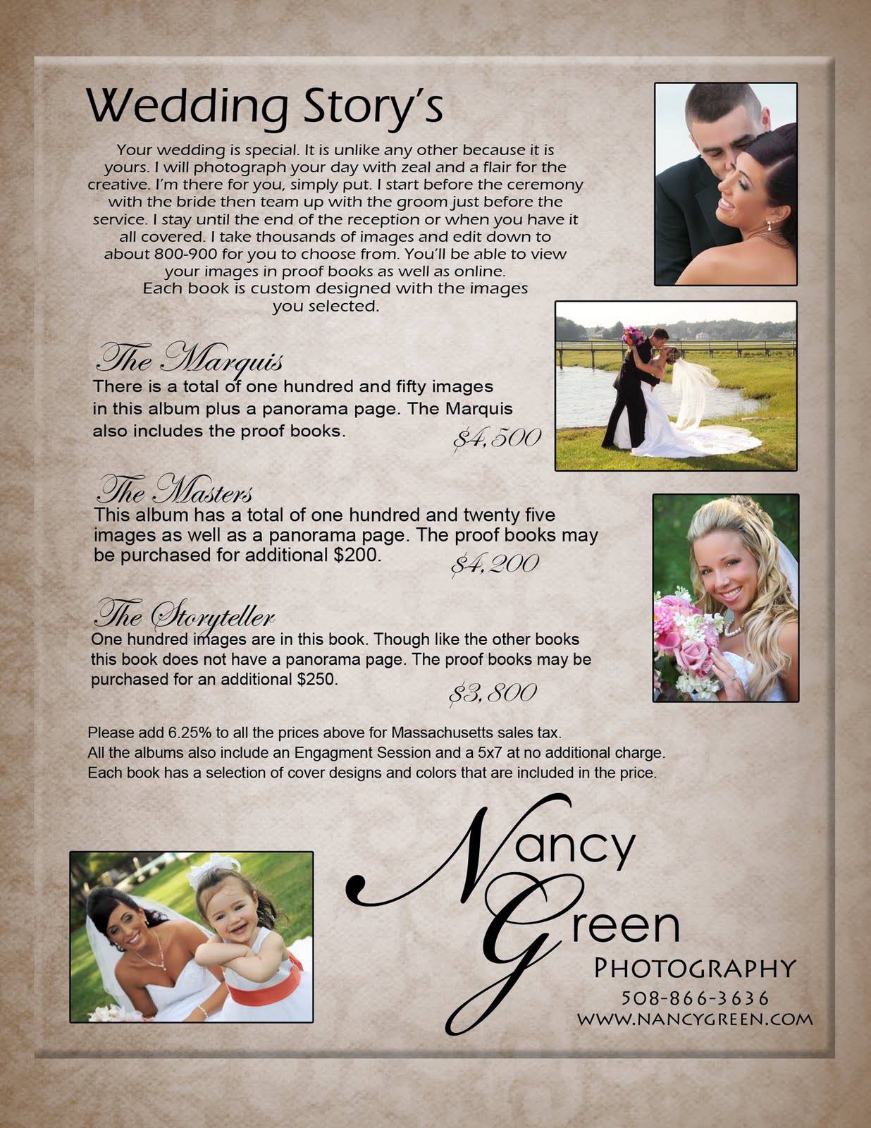 Nancy Green Pricing Information: Wedding Price List