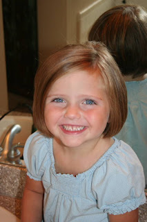 Portrait of young girl with A-Line Bob Haircut
