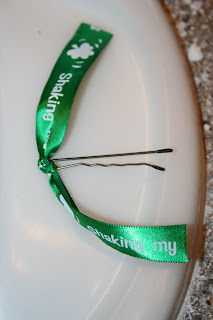 Green ribbon hair accessory