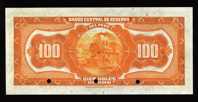 America Peru paper money currency 100 soles bill