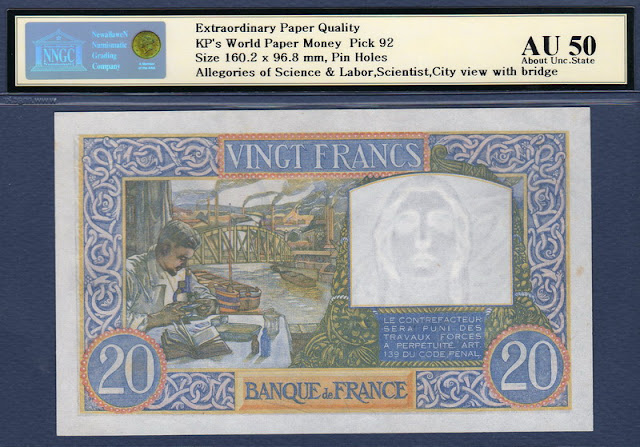 France banknote 20 French Francs