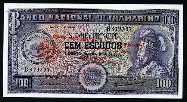 Saint Thomas 100 Escudos banknote Banco Nacional Ultramarino