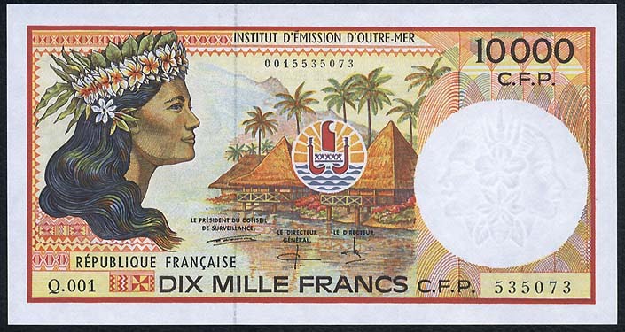 French Pacific Territories banknote 10000 Francs