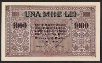 Romania 1000 Lei banknote First World War