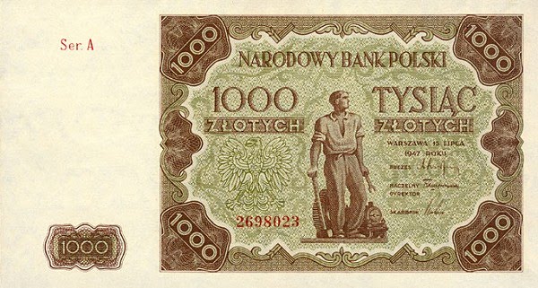 Rare Poland paper money 1000 Zlotych Narodowy Bank Polski