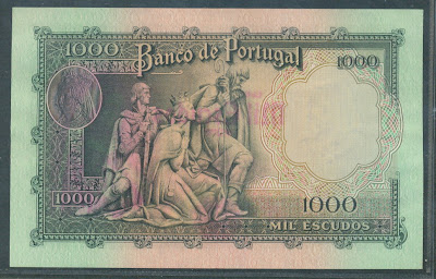 Portugal paper money 1000 Escudos bank note