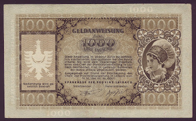 paper money YUGOSLAVIA Laibach 1000 Lire banknote
