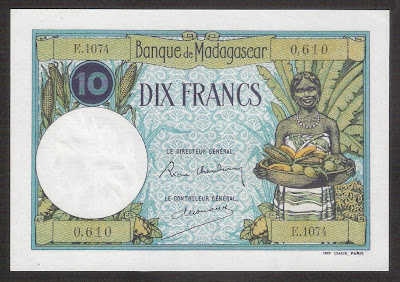 Madagascar 10 Francs banknote