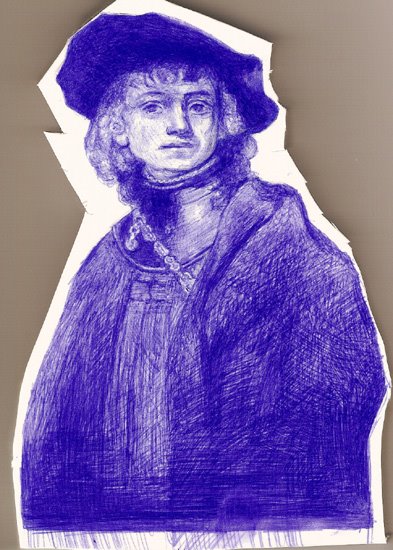 Rembrantin omakuvasta piirretty rembrantin omakuva.