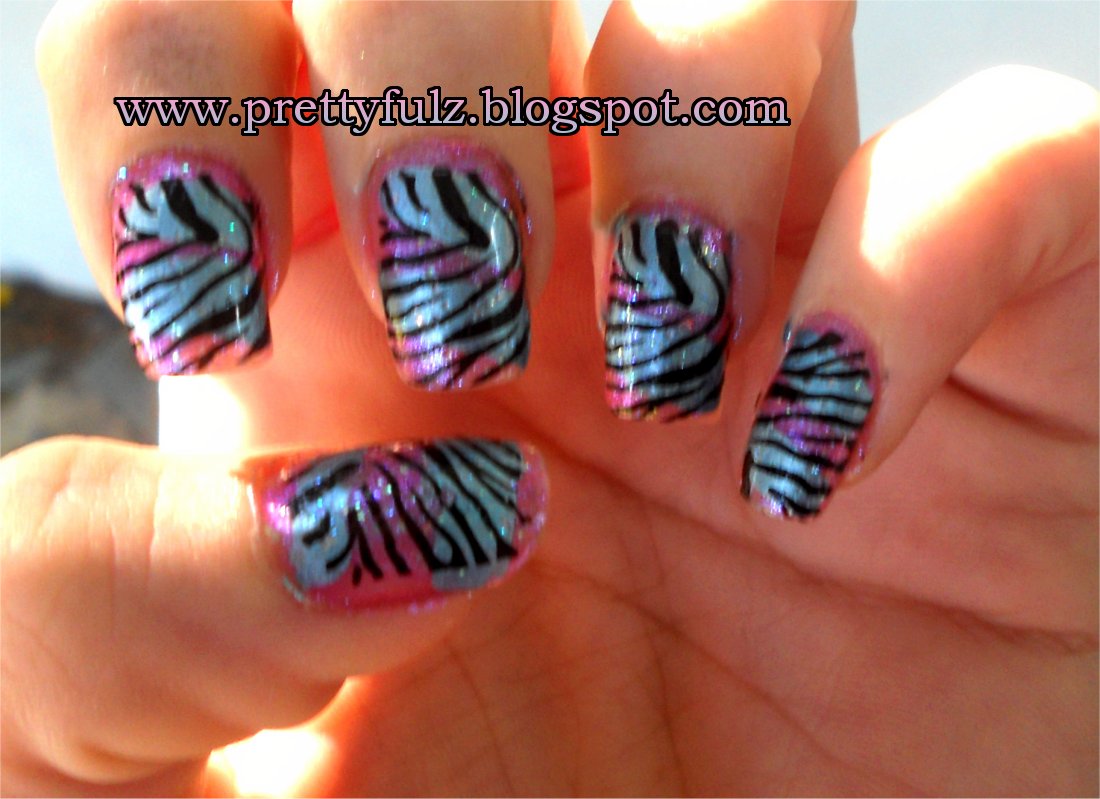 Prettyfulz: KONAD Nail Art  Cotton Candy Zebra Nail Art