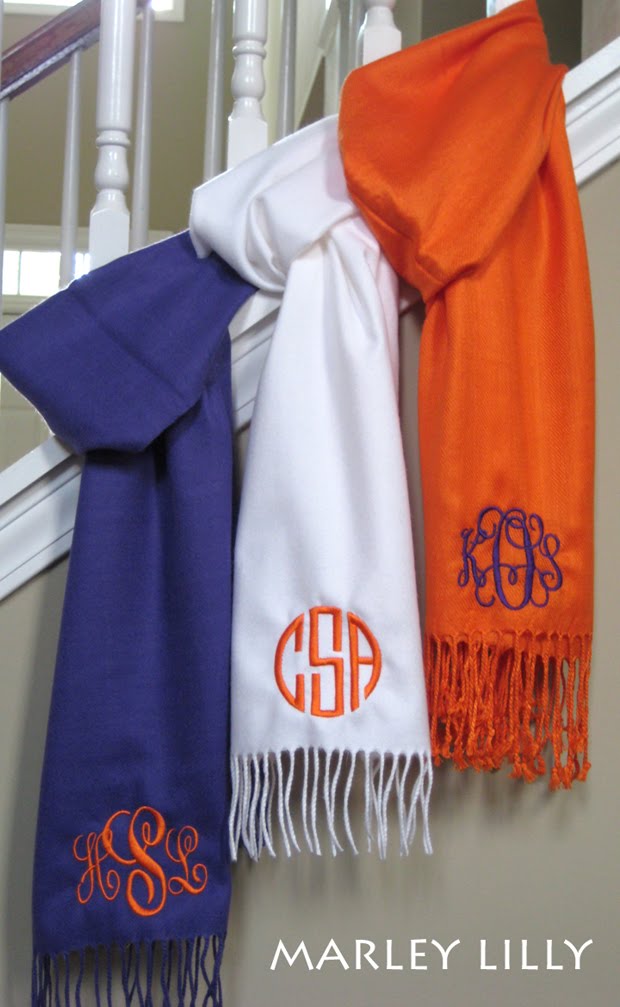 Clemson Girl: Marley Lilly Monogrammed Clemson Scarf Giveaway!