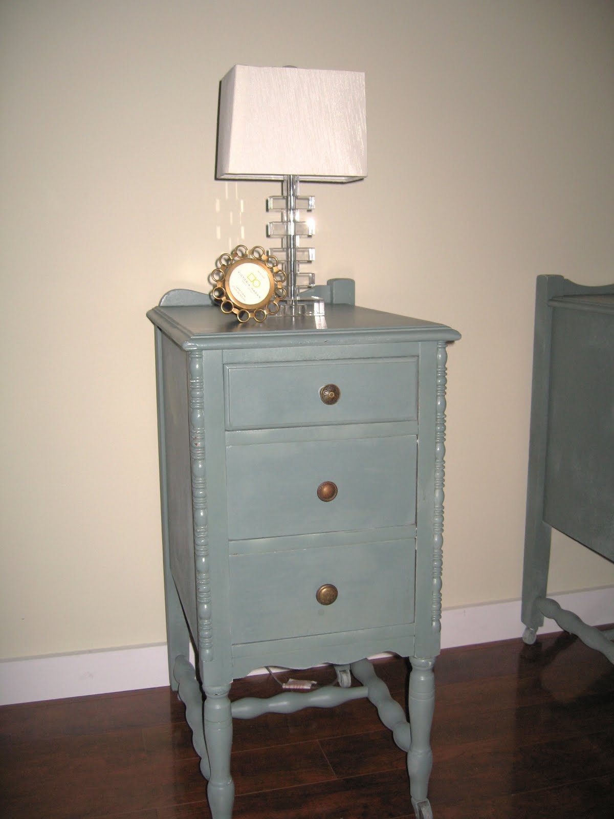 Little Green Brush Two Skinny Nightstands