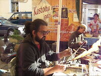 Craftsman making glass objects
