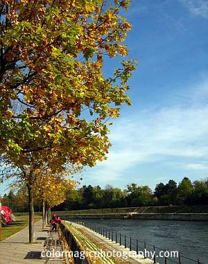Sunny autumn day-river scene