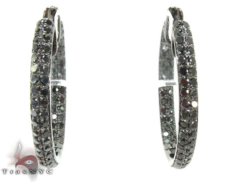 Black Diamond Hoop Earrings: