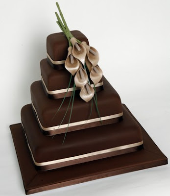 Wedding Cake square brown Chocolate Calla Lily