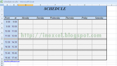 Excel - Template 002: School Day Schedules